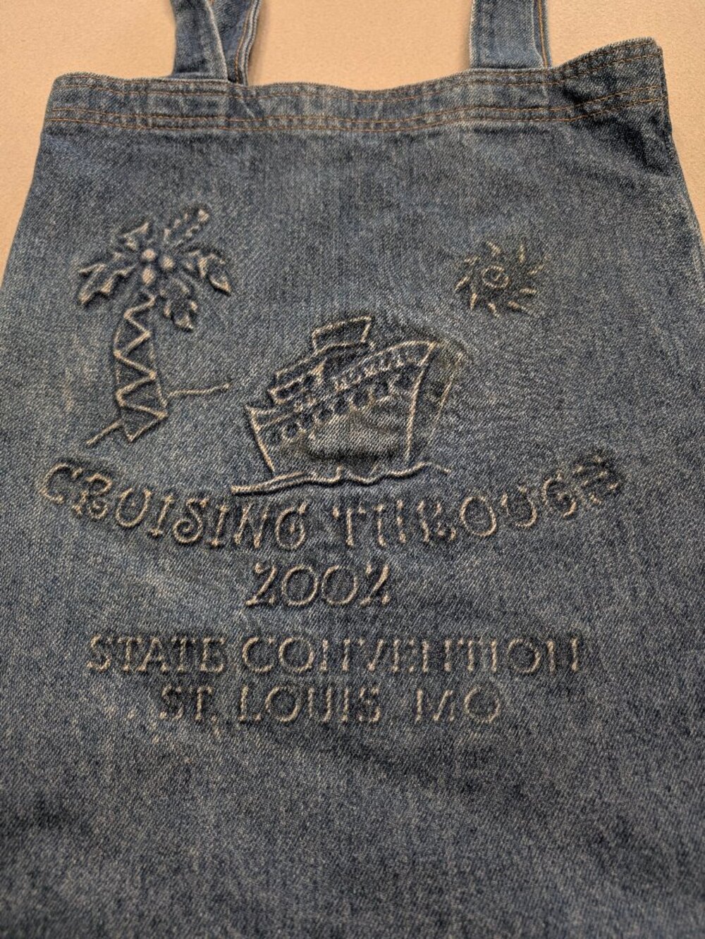 Vintage 2002 TYCA St. Louis Missouri 3D Embossed Denim Tote Bag